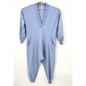 Free People Just Because Jumpsuit Light Blue V Neck Side Pocket Size Small